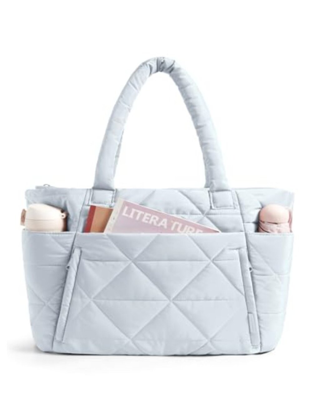 Puffer Tote Bag for Women Lightweight Shoulder Bag Fits 15.6 Laptop